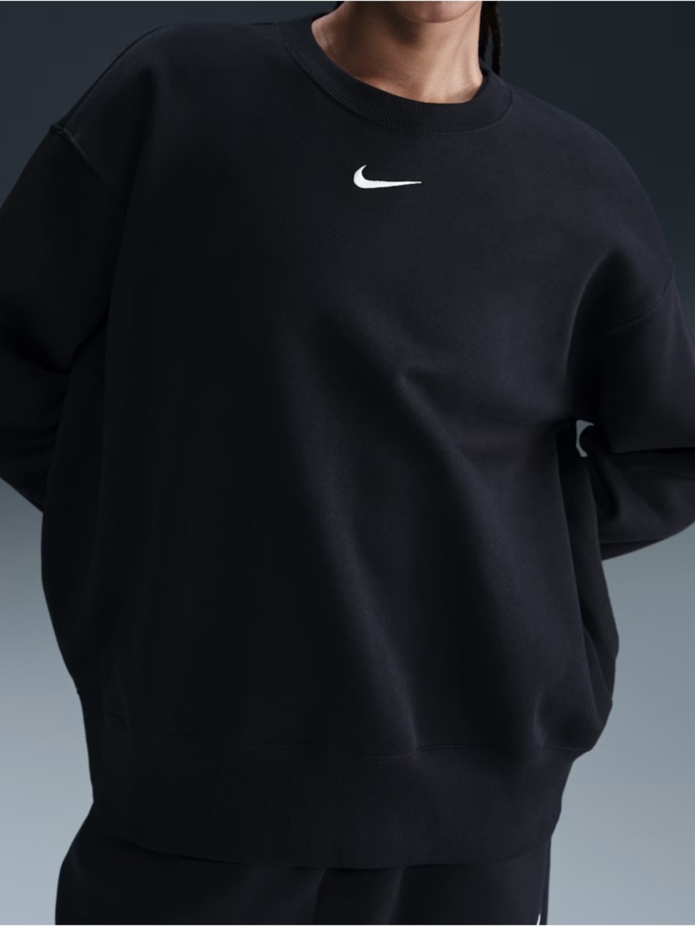 Nike Women’s Black Swoosh Crewneck Sweatshirt